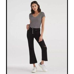 7 For All Mankind Women’s Jeans Black Size-28 Button Fly Raw Hem